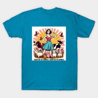 Vegan For The Animals Retro Woman T-Shirt